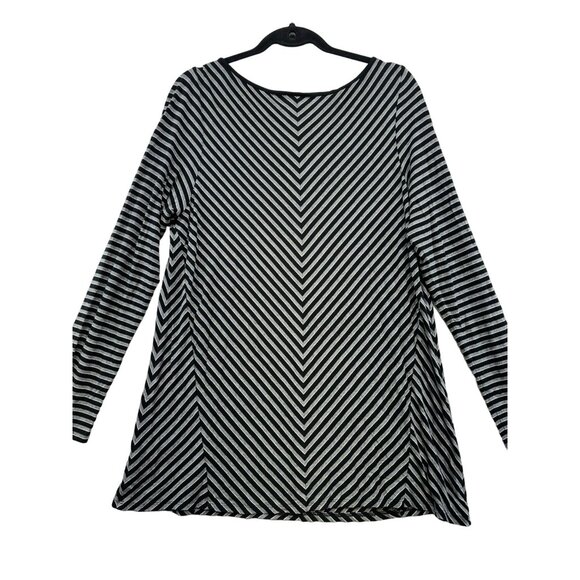 J Jill Wearever Collection Womens Tunic Striped Long Sleeve Top L Black & Gray - Picture 9 of 12